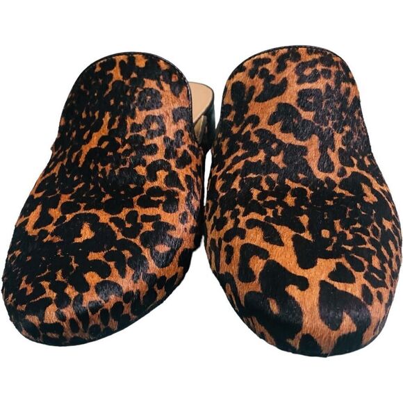 Matisse Lacy Tan Leopard Animal Print Calf Hair Leather Mules - Picture 2 of 13